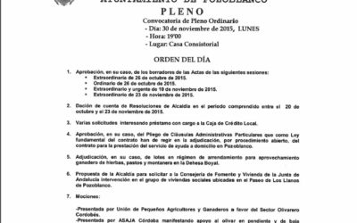 Orden del Día del Pleno de Noviembre