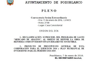 Orden del Día del Pleno de Presupuesto