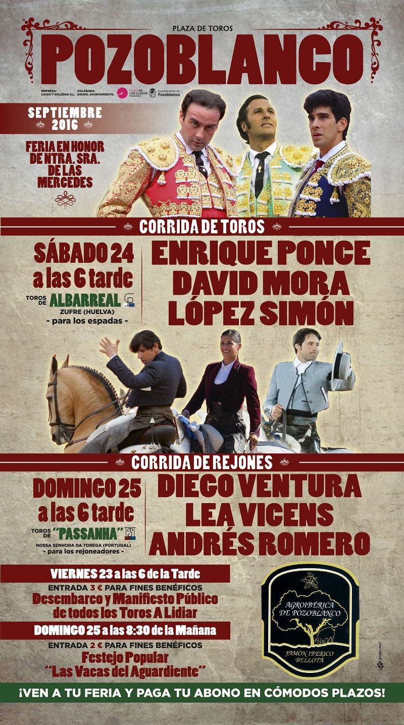 Ponce y los triunfadores de Madrid, Mora y López Simón, en la Feria de las Mercedes 1
