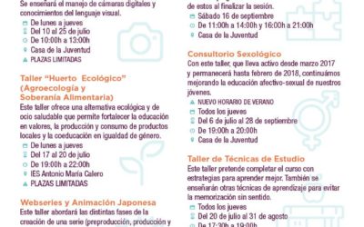 La concejalía de Juventud presenta la programación de verano con talleres de cocina, agroecología o webseries