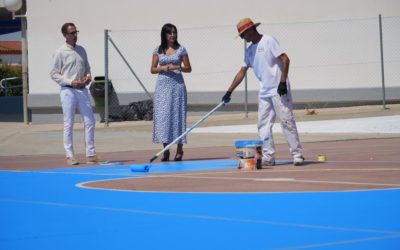 El Ayuntamiento realiza un plan especial de pintado en las pistas deportivas de los colegios públicos de Pozoblanco
